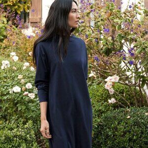 EUC Frank & Eileen Lightweight Funnel Neck Midi Dress -  British Royal Navy